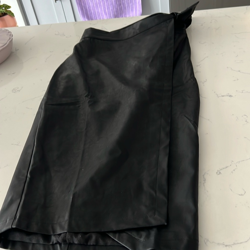 Gracia Vegan Leather Wrap Skirt NWT